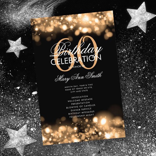 Prospectus 14 Cm X 21,6 Cm 60e anniversaire Programme Glam Lights Gold Menu