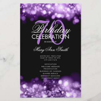 Prospectus 14 Cm X 21,6 Cm 70e anniversaire Programme Lumières Purple Menu
