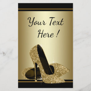 Prospectus 14 Cm X 21,6 Cm Affiche élégante de chaussure à talon haut en or n
