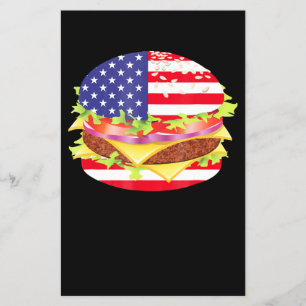 Prospectus 14 Cm X 21,6 Cm Amateurs de barbecue   Hamburger USA Drapeau 4 jui