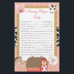 Prospectus 14 Cm X 21,6 Cm Animaux de ferme Baby shower Nursery Rhyme Jeu<br><div class="desc">Ce jeu de baby shower est conçu avec des animaux de ferme mignons sur un arrière - plan d'en vichy/à damiers rouge et d'impression de vache. La collection de produits de coordination est disponible dans notre boutique, zazzle.com/doodlelulu*. Contactez-nous si vous avez besoin que cette conception s'applique à un produit spécifique...</div>