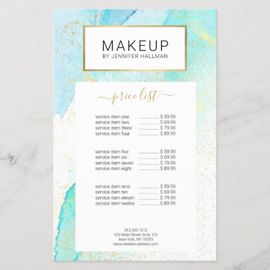 Prospectus 14 Cm X 21,6 Cm Aquarelle bleue Turquoise Abstraite avec poussière (Devant)