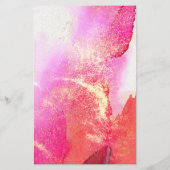 Prospectus 14 Cm X 21,6 Cm Aquarelle rose vif Abstraite Faux Gold Dust (Dos)