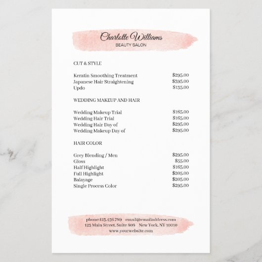 Prospectus 14 Cm X 21,6 Cm Aquarelle simple rose (Devant)