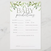 Prospectus 14 Cm X 21,6 Cm Aquarelle Verdure Baby shower Prédictions Jeu (Devant)