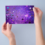 Prospectus 14 Cm X 21,6 Cm Arrière - plan de feuille violet avec étoiles (Poignée)