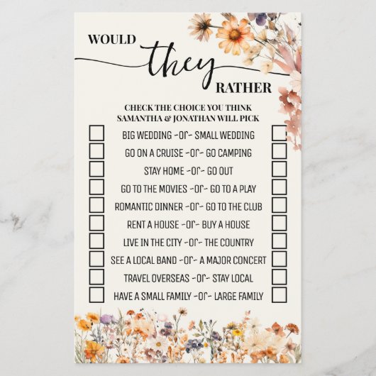 Prospectus 14 Cm X 21,6 Cm Automne Fleur sauvage Voulaient-Ils Plutôt Douche (Devant)