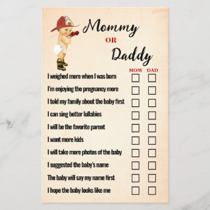 Prospectus 14 Cm X 21,6 Cm Baby Firefighter Carte de jeu Baby shower maman ou