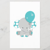 Prospectus 14 Cm X 21,6 Cm Baby shower Bingo Blue Elephant Game Card (Dos)