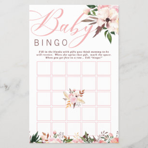 Prospectus 14 Cm X 21,6 Cm Baby shower Bingo, Boho avec Fleurs