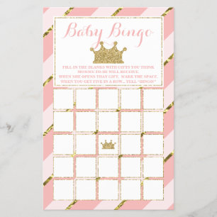 Prospectus 14 Cm X 21,6 Cm Baby shower Bingo, Petite Princesse