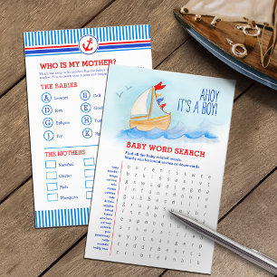 Prospectus 14 Cm X 21,6 Cm Baby shower bleu rouge mot recherche baby match je