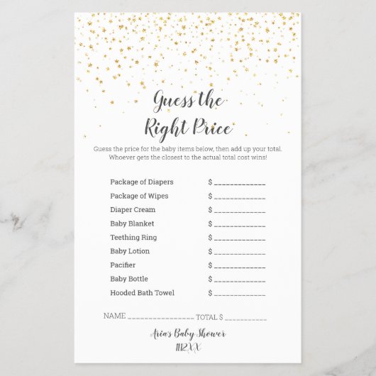 Prospectus 14 Cm X 21,6 Cm Baby shower Gold Confetti DevinezLe bon prix (Devant)