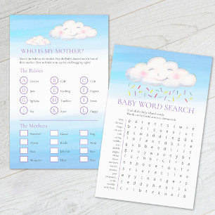 Prospectus 14 Cm X 21,6 Cm Baby shower nuages mot recherche baby match jeu