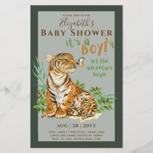 Prospectus 14 Cm X 21,6 Cm Baby Tiger Genre Révéler les invitations à la douc