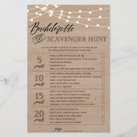 Prospectus 14 Cm X 21,6 Cm Bachelorette Scavenger Chasse nuptiale douche jeu (Devant)