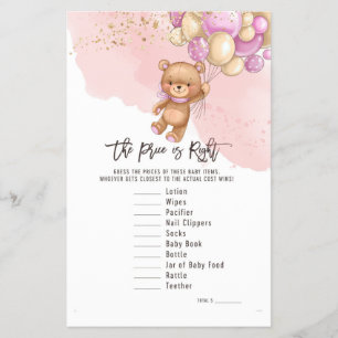 Prospectus 14 Cm X 21,6 Cm Ballons d'ours Prix droit   Jeu Baby shower