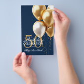 Prospectus 14 Cm X 21,6 Cm Balloons 50e anniversaire Gold & Navy Menu (Poignée)