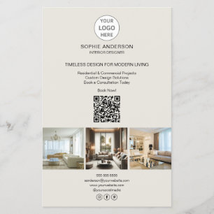 Prospectus 14 Cm X 21,6 Cm Bannière professionnelle QR photo logo moderne pou