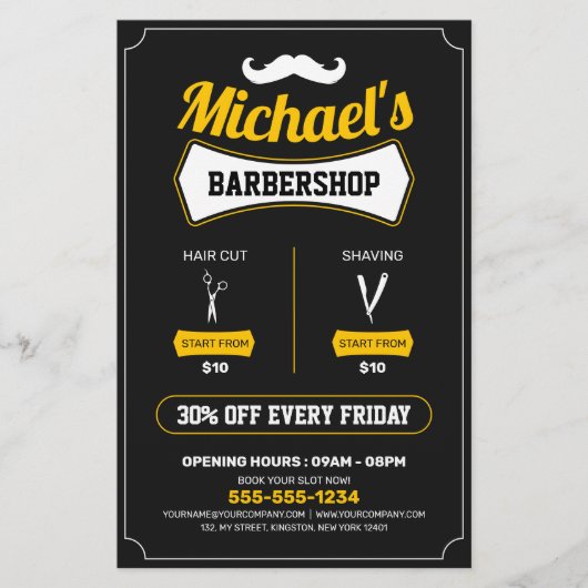 Prospectus 14 Cm X 21,6 Cm Barbier Classique Coiffeuse Coiffeuse (Devant)