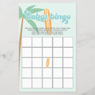 Prospectus 14 Cm X 21,6 Cm Bébé à bord Surfant bébé Shower Bingo Flyer