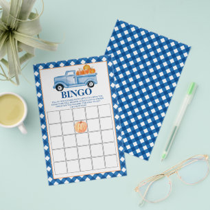 Prospectus 14 Cm X 21,6 Cm Bingo Baby Shower camion bleu citrouille