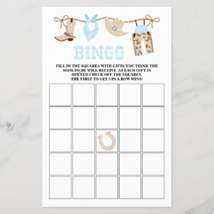 Prospectus 14 Cm X 21,6 Cm Bingo Baby Shower Cow-boy au pastel