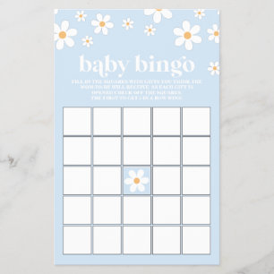 Prospectus 14 Cm X 21,6 Cm Bingo de Baby Shower Fleur Rétro Bleue