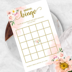 Prospectus 14 Cm X 21,6 Cm Bingo de la douche de mariée Fleur rose Gold