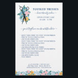 Prospectus 14 Cm X 21,6 Cm Bleu rose jaune ciseaux floraux Salon de coiffure<br><div class="desc">Circulaire d'affaires du salon de coiffure avec une paire de ciseaux sur un lit de fleurs sauvages en bleu, jaune et rose pâle. Ajoutez le nom de votre salon ou de votre entreprise, vos services, et votre slogan, ainsi que vos coordonnées ou tout autre élément dont vous avez besoin en...</div>
