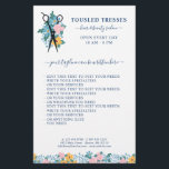 Prospectus 14 Cm X 21,6 Cm Bleu rose jaune ciseaux floraux Salon de coiffure<br><div class="desc">Circulaire d'affaires du salon de coiffure avec une paire de ciseaux sur un lit de fleurs sauvages en bleu, jaune et rose pâle. Ajoutez le nom de votre salon ou de votre entreprise, vos services, et votre slogan, ainsi que vos coordonnées ou tout autre élément dont vous avez besoin en...</div>