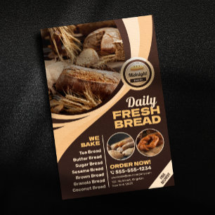 Prospectus 14 Cm X 21,6 Cm Boulangerie Brown moderne Pain Boutique Cuisine Re