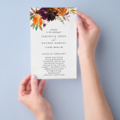 Prospectus 14 Cm X 21,6 Cm Bourgogne Floral Rustic Budget Wedding Programme (Poignée)