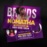 Prospectus 14 Cm X 21,6 Cm Braids violets et ailes vibrants Salon de tressage<br><div class="desc">Faites la promotion de votre expertise en tressage avec ce modèle de flyer élégant et personnalisable! Montrez vos services, des tresses de boîte et des tresses sans noeud à la fabrication et au style de perruque, sur le devant. L'arrière présente un design audacieux, parfait pour mettre en valeur votre marque....</div>
