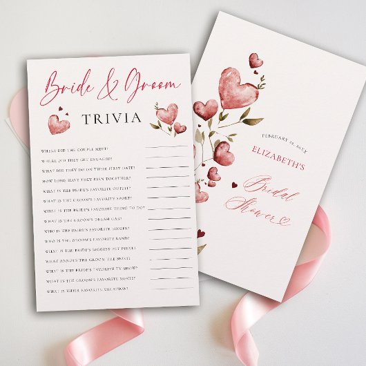 Prospectus 14 Cm X 21,6 Cm Bride Groom Trivia Valentine Bridal Shower Elegant
