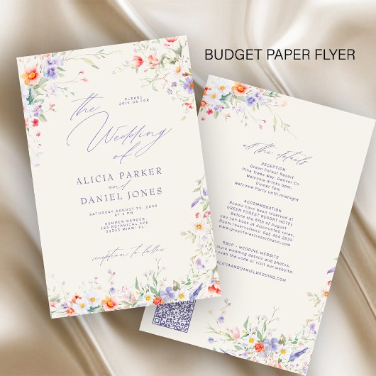 Prospectus 14 Cm X 21,6 Cm Budget elegant all in one wedding invitation