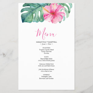 Prospectus 14 Cm X 21,6 Cm Budget Mariage Menu Hibiscus tropical