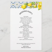 Prospectus 14 Cm X 21,6 Cm Budget Moderne Lemon Programme de Mariage Méditerr (Dos)