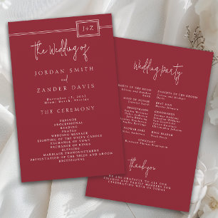 Prospectus 14 Cm X 21,6 Cm Budget Moderne Monogramme rouge Programme de maria