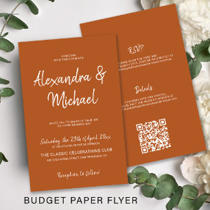 Prospectus 14 Cm X 21,6 Cm Budget moderne tout en un faire-part de mariage QR