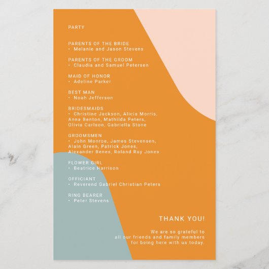 Prospectus 14 Cm X 21,6 Cm Budget retro wedding program template (Dos)