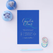 Prospectus 14 Cm X 21,6 Cm Budget Royal Blue Monochrome Mariage INVITE (Simple)