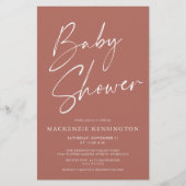 Prospectus 14 Cm X 21,6 Cm Budget Terracotta Script Baby shower FLYER (Devant)