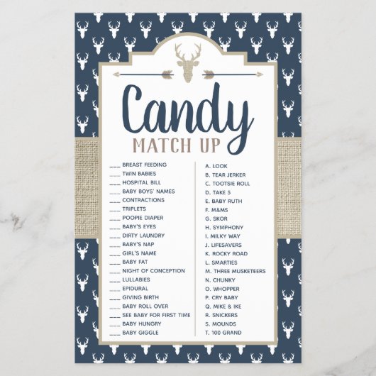 Prospectus 14 Cm X 21,6 Cm Candy Match Up Jeu, Baby shower Jeu (Devant)