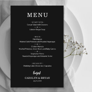 Prospectus 14 Cm X 21,6 Cm Carte d'achat du menu Mariage noir et blanc Budget