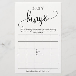 Prospectus 14 Cm X 21,6 Cm Carte de jeu baby shower Bingo Calligraphie papier