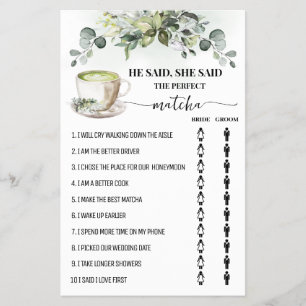 Prospectus 14 Cm X 21,6 Cm Carte de jeu de douche Greenery Matcha Il a dit El