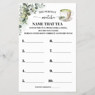 Prospectus 14 Cm X 21,6 Cm Carte de jeu Eucalyptus Matcha pour deviner le thé