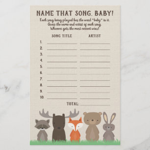 Prospectus 14 Cm X 21,6 Cm Carte de jeu pour Baby Shower - Devinez la chanson