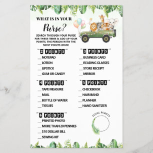 Prospectus 14 Cm X 21,6 Cm Carte de jeu pour Baby Shower Safari : Qu'y a-t-il